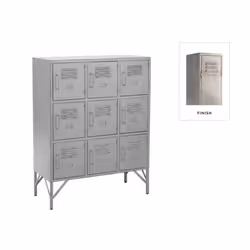 Armoire 9 Portes Metal Argent - CaliCosy Gris - J-LINE - Meuble de chambre - Adulte - Battante