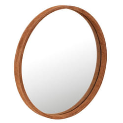 Miroir Mural Design en Cuir Tortu 60cm Cognac