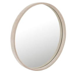 Miroir Mural Design en Cuir Tortu 40cm Beige