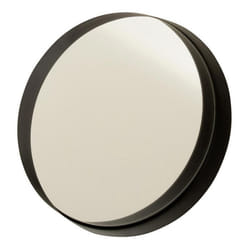 Miroir Mural Rond Déco Bord Métal 40cm Noir