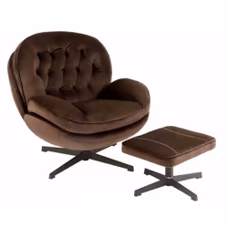 Fauteuil & Repose-Pieds Relax 88cm Marron Foncé