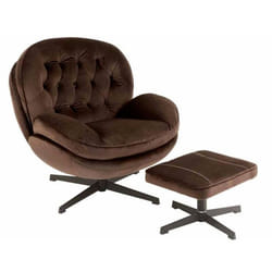 Fauteuil & Repose-Pieds Relax 88cm Marron Foncé