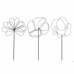J-Line décoration dExtérieur Fleurs - métal - noir - 3 pcs