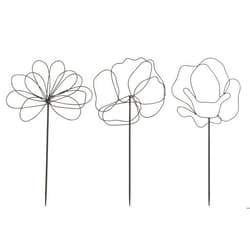 J-Line décoration dExtérieur Fleurs - métal - noir - 3 pcs
