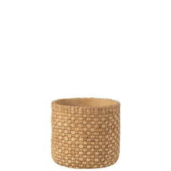 J-Line cache-pot Woven - ciment - beige - large - Ø 18 cm