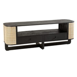 Meuble TV en Rotin Molly 140cm Noir & Beige