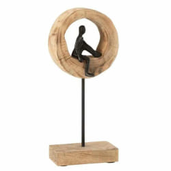 Figurine pensive bois naturel