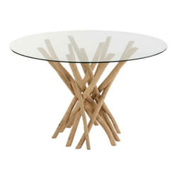 Table à Manger en Teck Driftwood 120cm Naturel