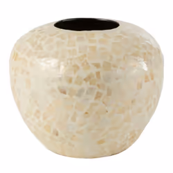 Vase Boule Motif Mosaïque Nuye 26cm Ivoire