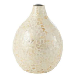 Vase Goutte Motif Mosaïque Nuye 33cm Ivoire