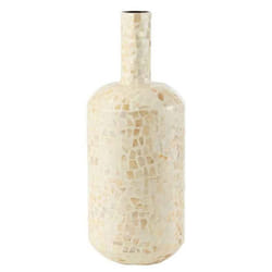 Vase Bouteille Motif Mosaïque Nuye 54cm Ivoire