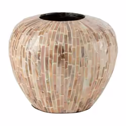 Vase Boule Motif Mosaïque Nuye 26cm Beige