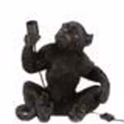 Lampe à Poser Déco Singe Assis 37cm Noir