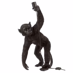 Lampe à Poser Déco Singe Penché 63cm Noir