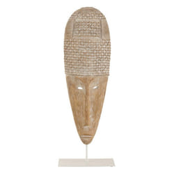 Statuette Déco Masque sur Pied 64cm Blanc & Beige