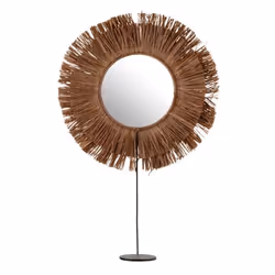 Miroir Sur Pied En Raphia saffron 59cm Marron