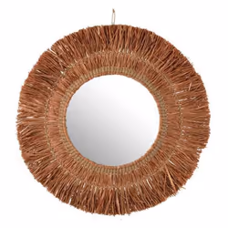 Miroir Mural Déco en Raphia Saffron 65cm Marron