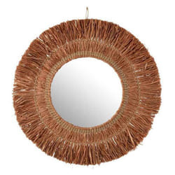 Miroir Mural Déco en Raphia Saffron 65cm Marron