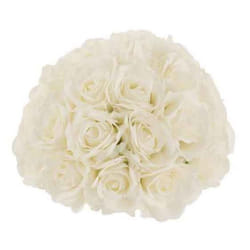 Boule de Fleurs Artificielles Roses 29cm Blanc