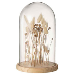Cloche en Verre Déco Fleurs Séchées 38cm Écru