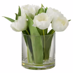 Fleur Artificielle & Vase Tulipes 22cm Blanc