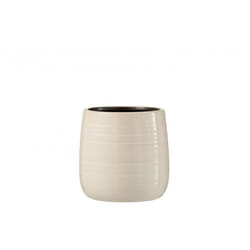 Cache-pot en céramique blanc 14.5x14.5x14.5 cm - J-LINE - Carré - Sans réserve deau