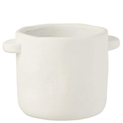 Cache pot - J-LINE - Blanc en ciment - Cylindrique - 20 cm x 20 cm x 17 cm