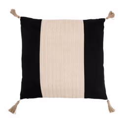 Coussin Déco tissage 45x45cm Noir & Beige