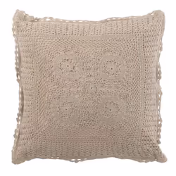Coussin Déco Dentelle 45x45cm Taupe