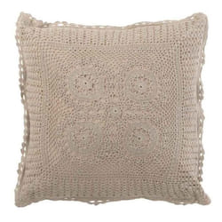 Coussin Déco Dentelle 45x45cm Taupe