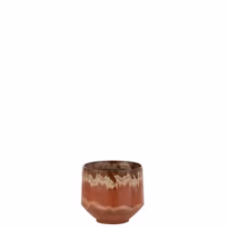 Cachepot en céramique rouge 16x16x16 cm - J-LINE - Carré - Sans réserve deau