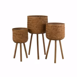 Paris Prix Cache-pots sur Pied Trépied - 75cm Naturel (3 Pièces)