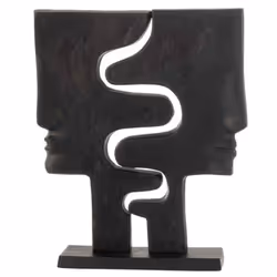 Statuette Déco Visages Imbriqués 38cm Noir