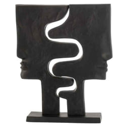 Statuette Déco Visages Imbriqués 38cm Noir