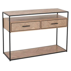 Console 2 Tiroirs Miraza 120cm Naturel & Noir