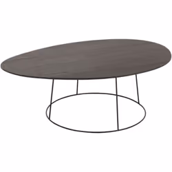 J-Line Table De Salon Ovale Bois/Metal Brun Fonce