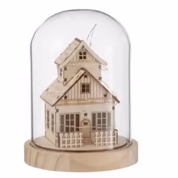 Cloche Déco Led Maison dHiver 18cm Naturel