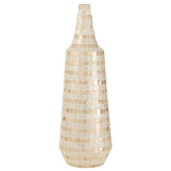 Vase Design en Bambou Mosaïque 70cm Beige