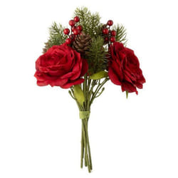Bouquet de Fleurs Artificielles Roses 28cm Rouge