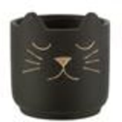 Cache pot noir avec visage de chat de couleur or 16 cmx16.5 cm