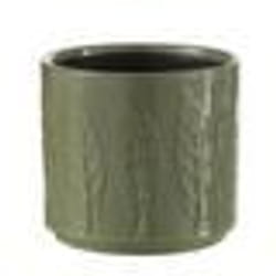 Cache pot - J-LINE - feuillage vert - céramique - H13cm - D14cm