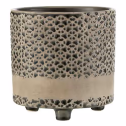 Cache-Pot en Céramique Mosaïque 17cm Gris