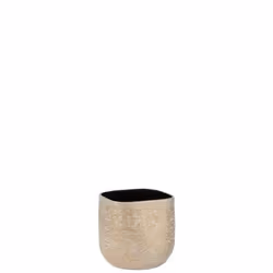 Cachepot en céramique champagne 24x20x21cm - J-LINE - Rectangulaire - Blanc