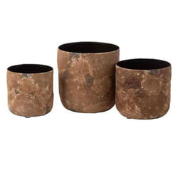 Lot de 3 Cache-Pots en Métal Effy 18cm Marron