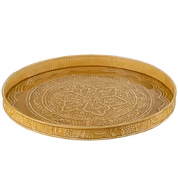 Plateau - J-LINE - Ocre Jaune - Métal - Diamètre 35 cm - Hauteur 3 cm