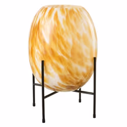 Vase sur Pied Design Taches 37cm Blanc & Ocre