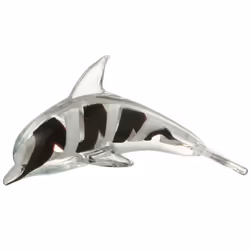 Presse papier Dauphin en verre 23 cm - noir et blanc