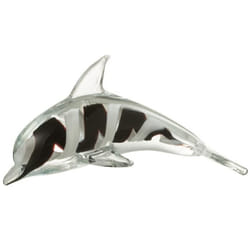 Presse papier Dauphin en verre 23 cm - noir et blanc