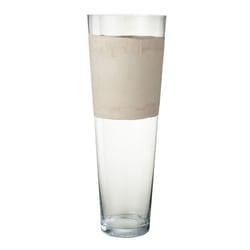 Vase Déco en Verre Delph 70cm Transparent & Beige
