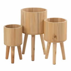 Lot de 3 Cache-Pots en Bois Paul 49cm Naturel